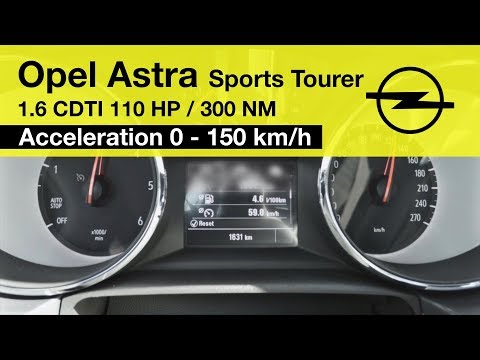 Opel Astra K Sports Tourer 1.6CDTI (110 HP) Acceleration 0 - 150 km/h