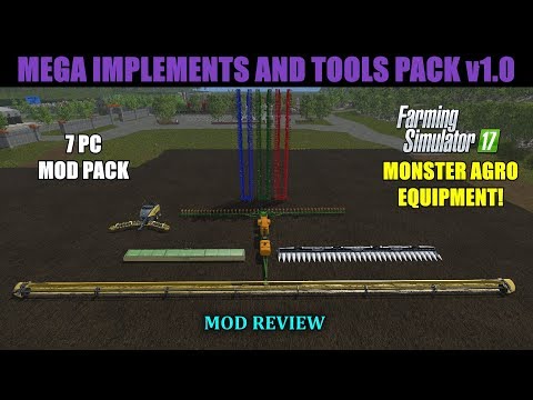 Farming Simulator 17 - Mega Implements and Tools 7 Pc Pack v1.0 "Mod Review"