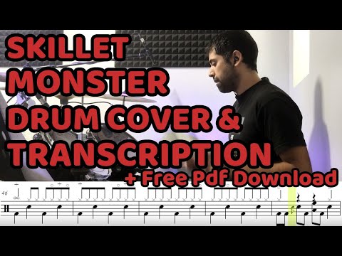 Monster - Skillet Drum Cover & Transcription (+Free pdf sheet music/score)