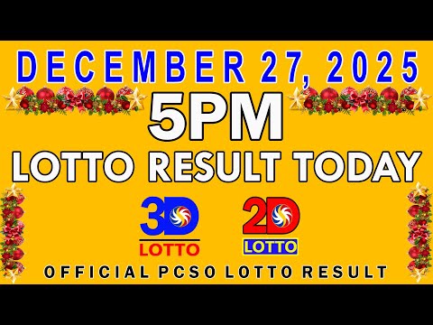 5pm Lotto Result Today Swertres Ez2 PCSO December 27 2025