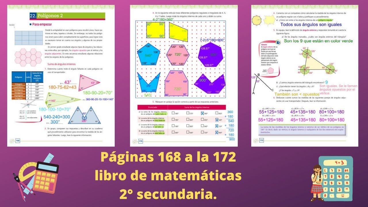 Páginas 168,169,170,171,172 libro de matemáticas 2° secundaria