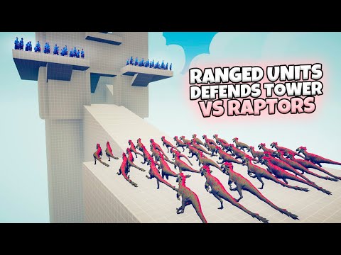 RANGED UNITS DEFENDS TOWER VS RAPTORS | TABS MODDED GAMEPLAY