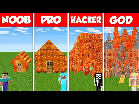 TEN - Minecraft Animations - Minecraft Battle: NOOB vs PRO vs HACKER vs GOD: LAVA BLOCK HOUSE BASE BUILD CHALLENGE / Animation
