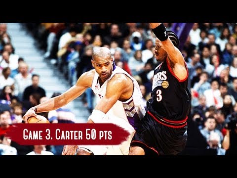 NBA Playoffs 2001. Sixers vs Raptors - Game Highlights. Game 3. Carter 50 points. HD