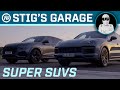SUPER SUVs: Audi RS Q8 vs Porsche Cayenne Turbo GT | Stig’s Garage ft. Becky Evans