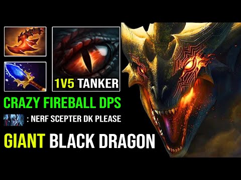 How to Offlane Giant Black Dragon Like a DK Spammer | 100% OP Full Aghanim Crazy Fireball DPS Dota 2