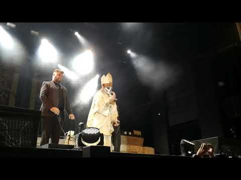Papa Emeritus III taken out of the stage at Liseberg