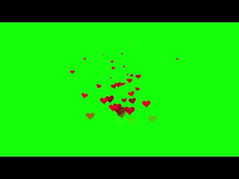 Small Red Hearts Floating Up Green Screen HD 4K Chromakey Background