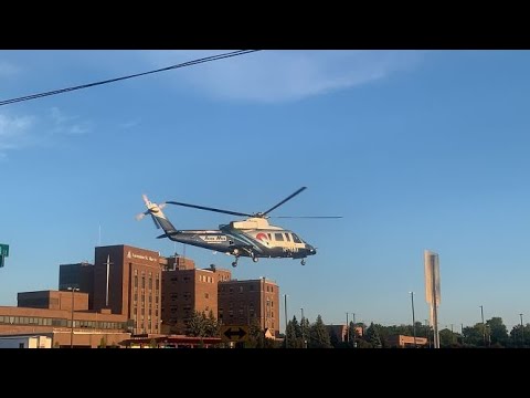 Grand Rapids MI Aero Med Helicopter landing in Saginaw...
