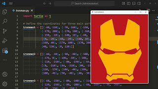 Iron Man Helmet Drawing with Python Turtle | Creative Marvel Coding Project | @geekbyte01