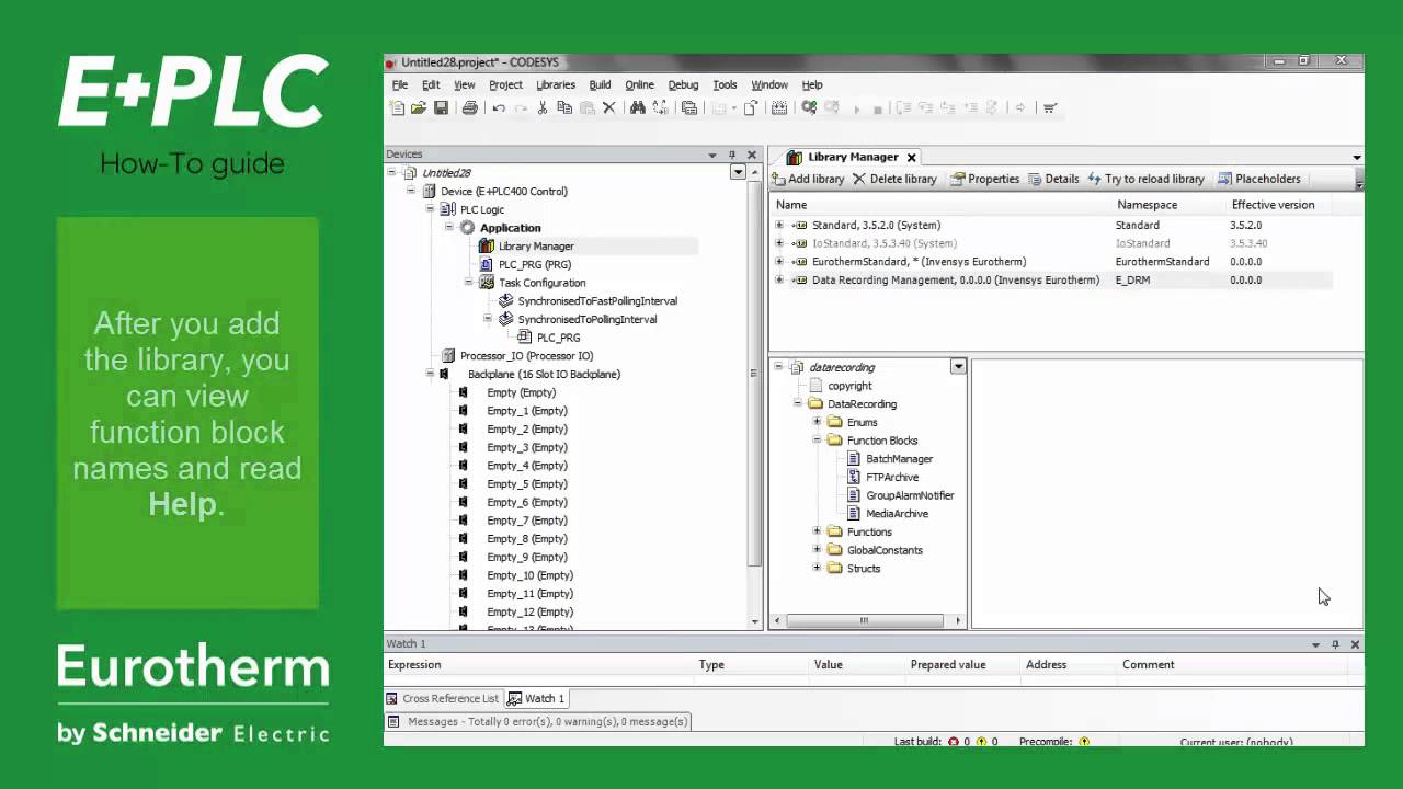 Add the Data Recording Library - Eurotherm E+PLC CODESYS tutorial