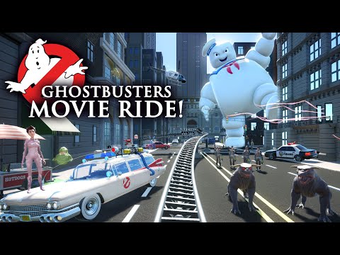 GHOSTBUSTERS!!! Backlot Movie Roller Coaster & Dark Ride! (POV) [CC]
