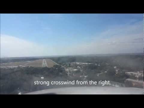 Citation V jet - landing with a strong, gusting crosswind