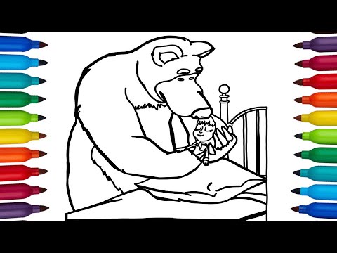 Cara menggambar Masha dan beruang langkah demi langkah untuk Anak #2