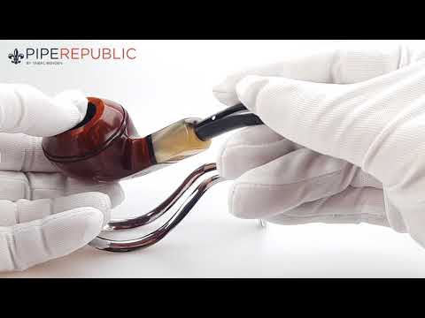 The White Spot Amber Root Pfeifen Bent Rhodesian Einzelstück 3108 Smooth