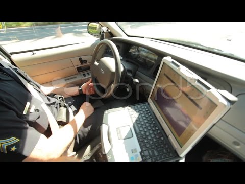 Police Car Interior With Computer. Stock Footage