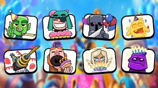 ALL Birthday Emotes In Clash Royale! | Birthday Royale Season Emotes! (2019-2022)