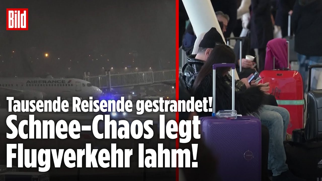 WINTER-CHAOS IN EUROPA: Schnee legt Flughäfen lahm! Tausende Reisende stecken fest!