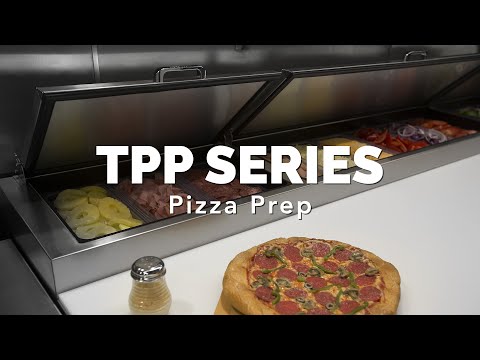 True TPP-67 Pizza Prep, 33-41F Pan Rail, Stainless Steel Cover, 19.5"D Cutting Board, Stainless Steel Front, Top & Sides, (2) Full Doors