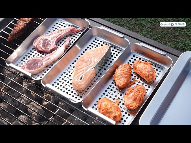 طقم مقلاة شواء ستيل 44.2* 28* 5 سم - متينة وتتحمل الاستخدام اليومي، آمنة غذائيًا للطهي الصحي، مرنة وتناسب عدة وصفات،ضمان سنتان