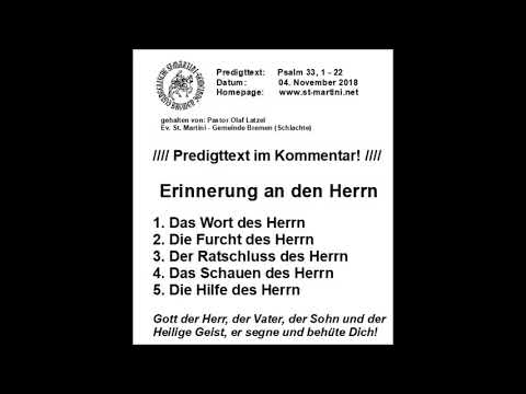 November 4, 2018 - Remembrance of the Lord