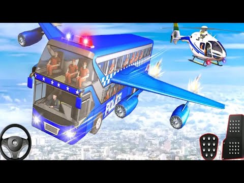 US Police Flying Prison Bus Criminal- Flying Police Bus Driving Games - Android Gameplay
