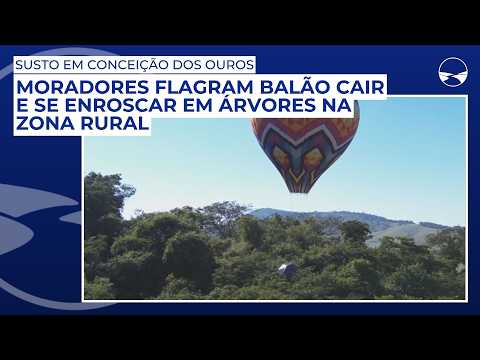 Moradores flagram balão cair e se enroscar em árvores na zona rural de Conceição dos Ouros