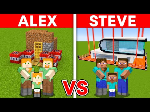 Minecraft: ALEX vs STEVE: SAFEST SECURITY HOUSE BUILD CHALLENGE TO PROTECT MY FAMILY