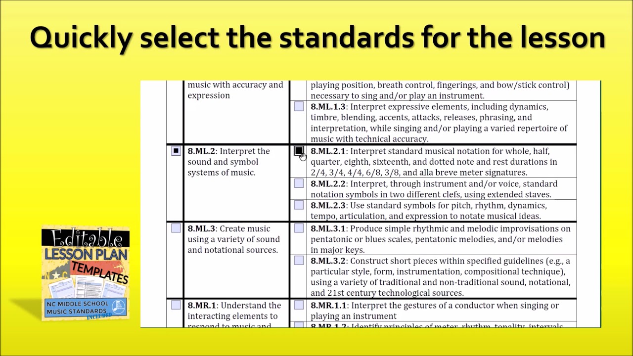 NC Music Lesson Plan Template