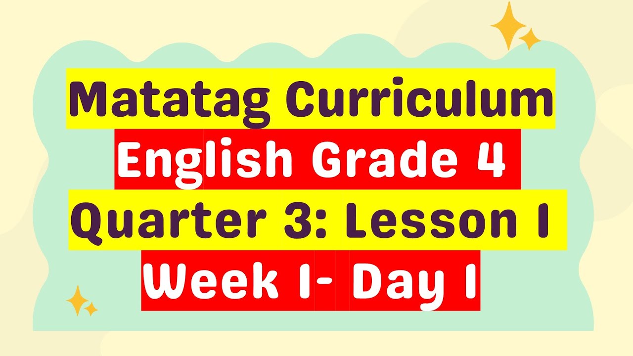 Matatag Curriculum English 4 | Quarter 3 Lesson 1 Week 1 Day 1 | Grade 4 English Lesson & Activities