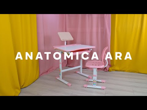 Миниатюра изображения товара Парта+стул Anatomica Ara с подставкой для книг, светильником и выдвижным органайзером (белый/серый)