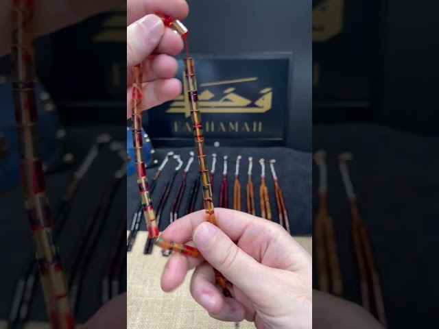 سبحة فاتوران عسلي فاتح معتق – كركوشة معدنية أنيقة