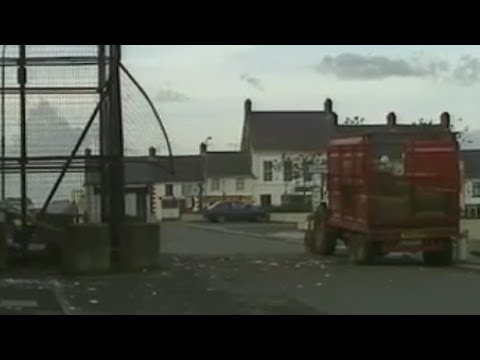 IRA fire 4 mortar bombs from a tractor hay trailer at the Borucki Sangar, Crossmaglen square,  1989