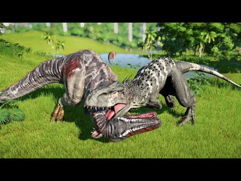 Jurassic World Evolution - 2 Giganotosaurus vs 2 Indominus Rex