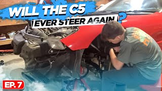 Ep. 7 Rebuilding a Wrecked C5 Corvette | Installing Rack & Pinion and ABS Pump | Steering Issues
