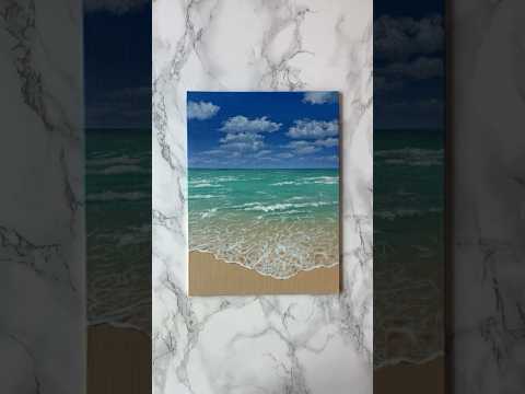 “Paradise Awaits“ Easy painting idea for beginners #paintingtutorial #art #seascape #beach