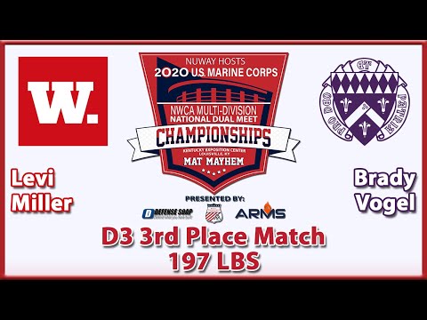 2020 NWCA Multi-Division National Duals | D3 3rd Place | Miller vs Vogel ( 197 )