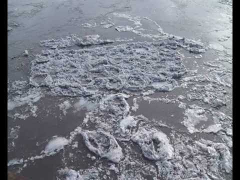 Eisenbahnbrücke Weener-Viel Eis auf der Ems