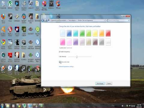 How to change the color of windows 7