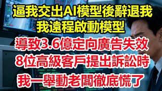 逼我交出AI模型後辭退我， 我遠程啟動模型 導致3.6億定向廣告失效， 8位高級客戶提出訴訟時， 我一舉動老闆徹底慌了#情感 #爽文 #職場 #生活 #總裁