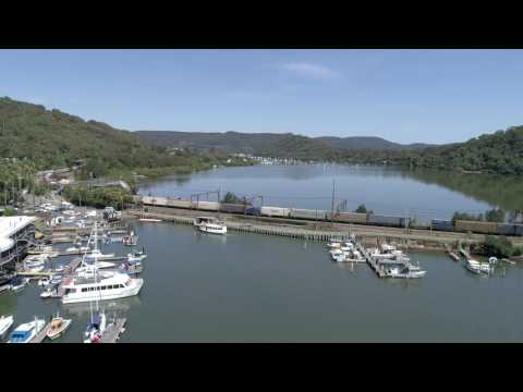 RailGallery - Aerial footage - Hawesbury River -  Pacific National's NR Class