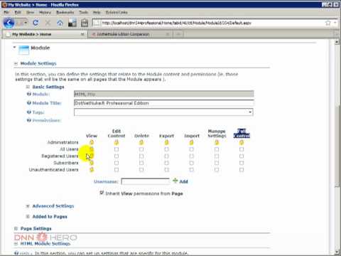 DotNetNuke Professional Tutorial, Granular Permissions - Video #89