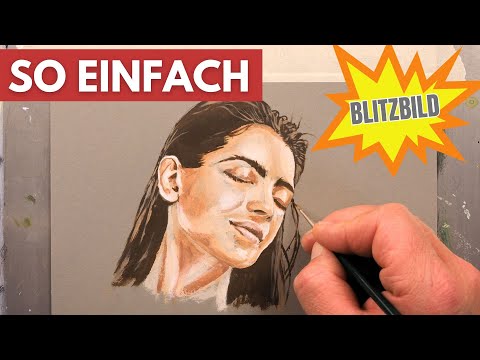Blitzschnell realistisch malen mit Acryl - Porträt in wenigen Minuten malen - BLITZBILD