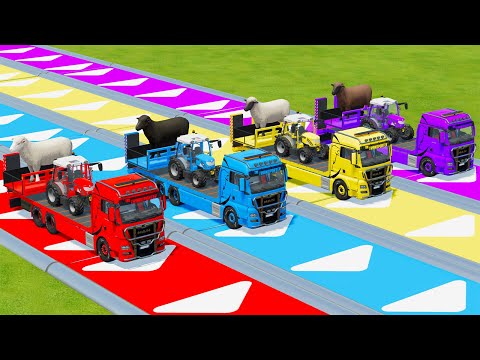 TRANSPORTING SHEEPS & MINI RIGI TRAC TRACTORS WITH MERCEDES AND MAN TRUCKS - Farming Simulator 22