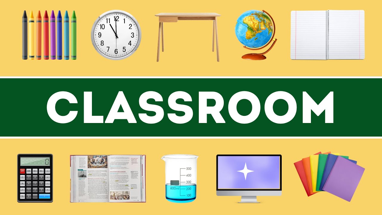 100 Classroom Objects - School Vocabulary in English with Pictures