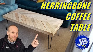 How to Make Your Own Herringbone Coffee Table from Pallet Wood - Rustic - DIY