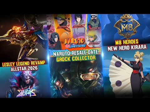 HERO GET M8 SKIN | LESLEY LEGEND REVAMP | NARUTO RESALE EVENT | PROMO DIAMOND | GROCK COLLECTOR