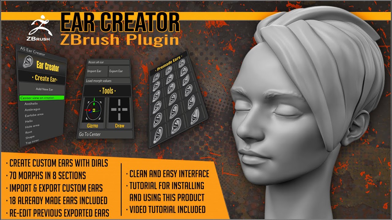 Add ears to your ZBrush characters with Ear Creator by Artistic Squad