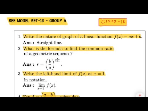 Class 10 optional math set 13 Group A
