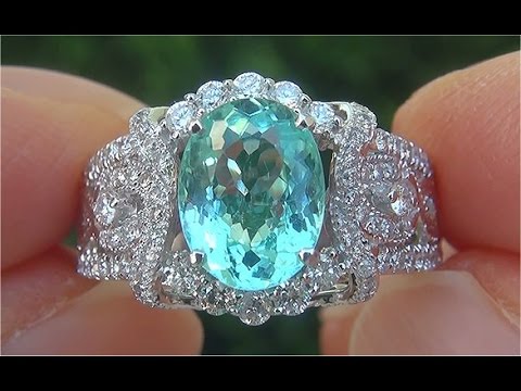 GIA Certified VVS Copper & Manganese Bearing Natural Paraiba Tourmaline & Diamond Ring   C906